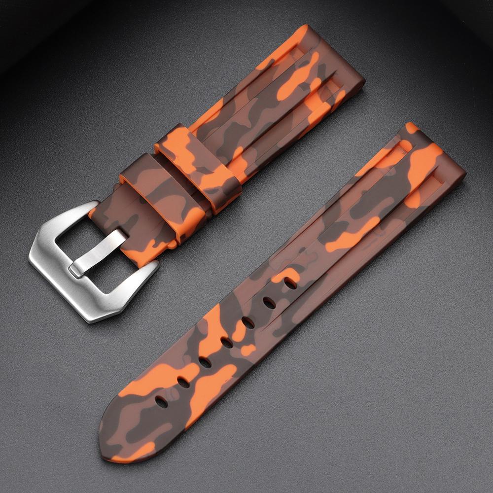 20/22/24/26mm Naht Sport Silikon Uhrenarmbänder für Panerai Weiches Bequemes Gummi Uhrenarmband Blau Schwarz Braun Zubehör