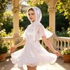 Kapuzen-Kopftuch mit Spitzenrändern Weiches Organza-Material Elastische Nackenpassform Sonnenschutz Winddichtes Schal-Tuch