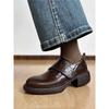 5cm auf Scheiße treten~ Klettverschluss Mädchen vielseitige weiche Leder Plateau Loafer Damen Britischer Stil kleine Lederschuhe tiefer Ausschnitt Einzelne Schuhe