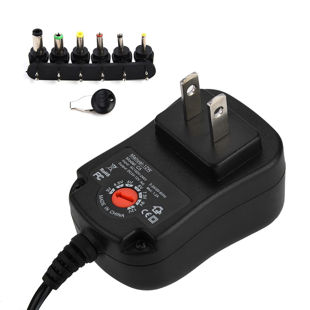 3 12V Adjustable Voltage Power Supply 12W Adapter 1.2A Output
