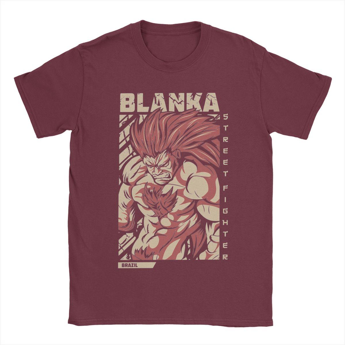 

Мужская футболка Blanka Streets Fighters Humor Хлопковая футболка с коротким рукавом Игровая футболка с круглым воротником Одежда Лето XXXXXL бордовый