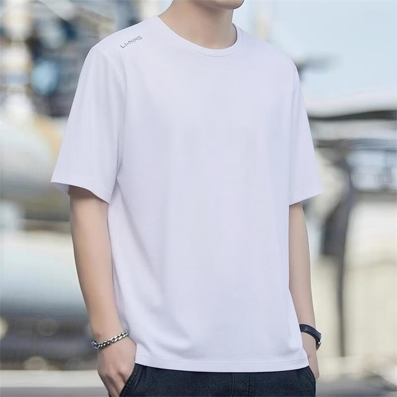 LI-NING Summer New Men's Short Sleeve T-Shirt Lightweight Breathable Comfortable Crew Neck Simple Fashion Casual Versatile Sports Top