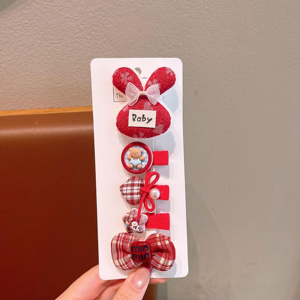 Red Plush Animal Hair Clip Set for Girls – Cute and Girly Accessories