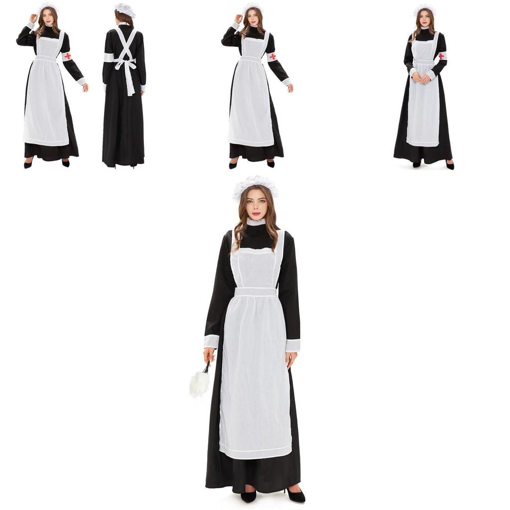 Stilvolles französisches Herrenhaus-Hausmädchen-Outfit für Damen, perfekt für Halloween-Events und Mottopartys