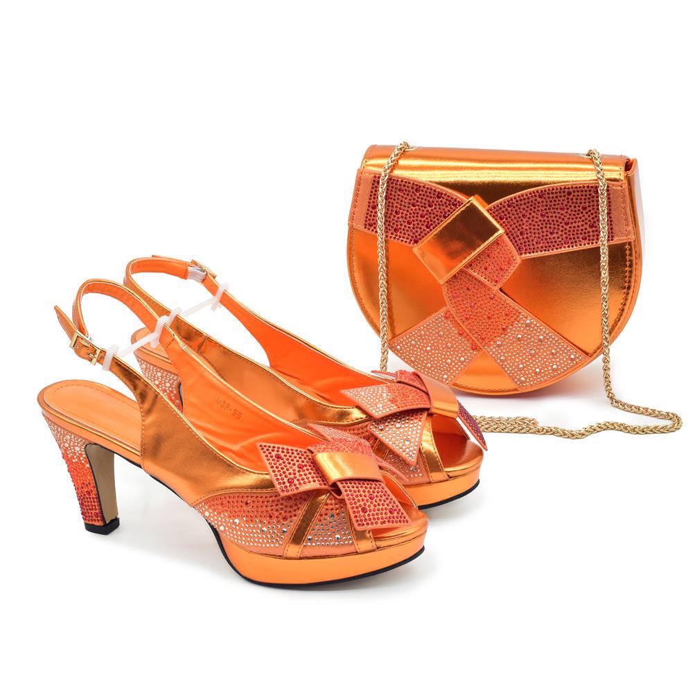 Rhinestone Peep-toe Heels & Bag Set for New Year's Eve