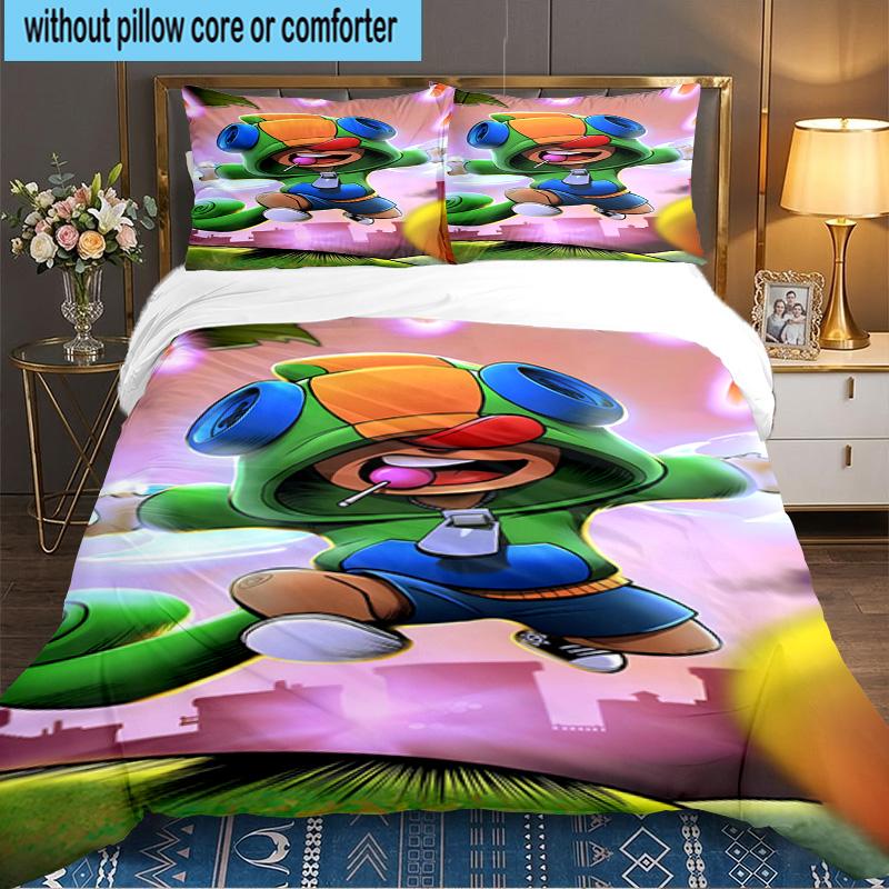 3PCS Brawl Stars Bedding Set,Including 1pc Duvet Cover And 2pcs Pillowcases Perfect for Bedroom, Dormitory, Large size Fan Christmas gift