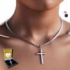 SILVER Chain with Cross Men' Diamond Italian Cross + FREE