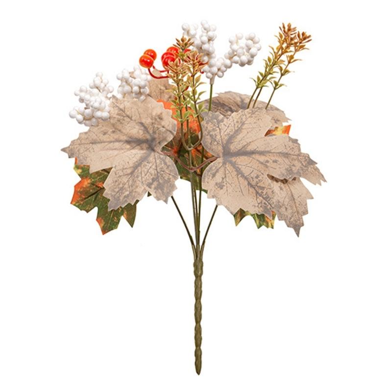Seasonal Harvest Stem for Fall Vase Styling, Artificial Arrangement Piece for Table Display and Holiday Hosting