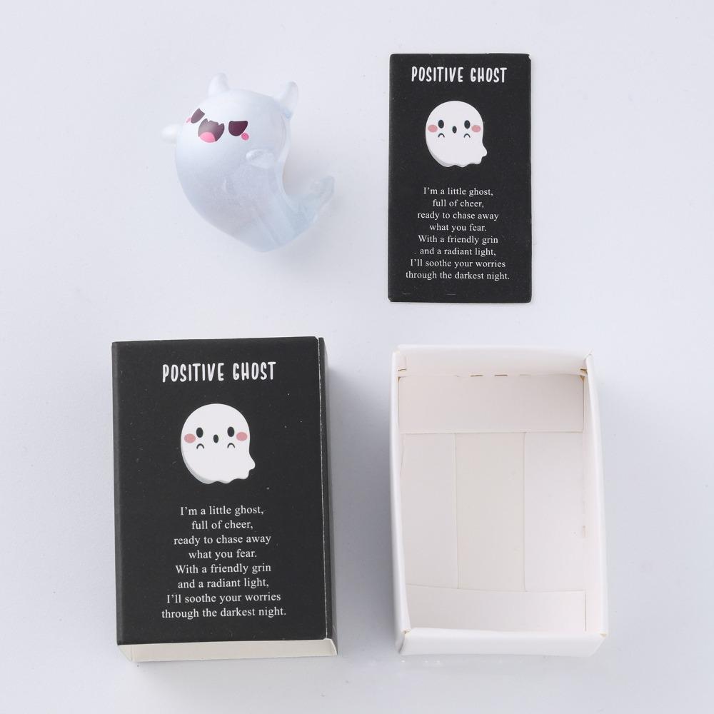 

Resin Glow in The Dark Ghost Figures Cute With Box Luminous Ghost Figurines Positive Gift Halloween Ghost Decoration