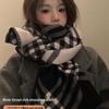 Korean Retro Pink Plaid Scarf for Women - Warm Autumn/Winter Neck Protection Shawl