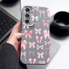 Stoßfeste schlanke Handyhülle mit rosa Schleifendruck für Samsung S25 S24 FE S23 Ultra S22 A56 A36 A16 A55 A26 A35 Ledertextur TPU Weiche matte Bumperabdeckung