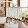 1PC NAPEARL French Retro Lace Short Curtain, Rustic Style, Lightweight Sheer Curtain for Living Room Kitchen Cupboard Window Home Decor