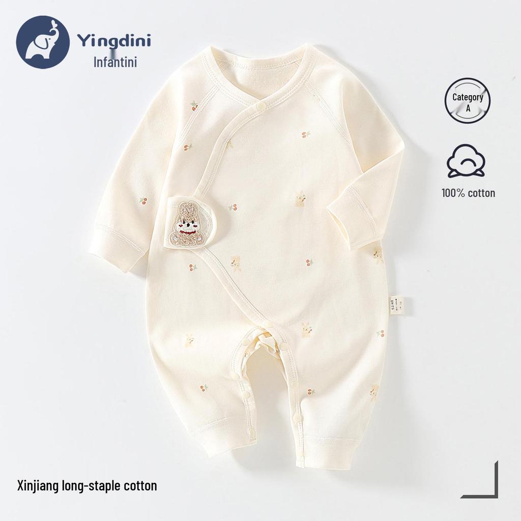 Neugeborenen Strampler aus reiner Baumwolle mit Schmetterlingsmotiv - Atmungsaktiver doppellagiger Anzug für Herbst und Frühling