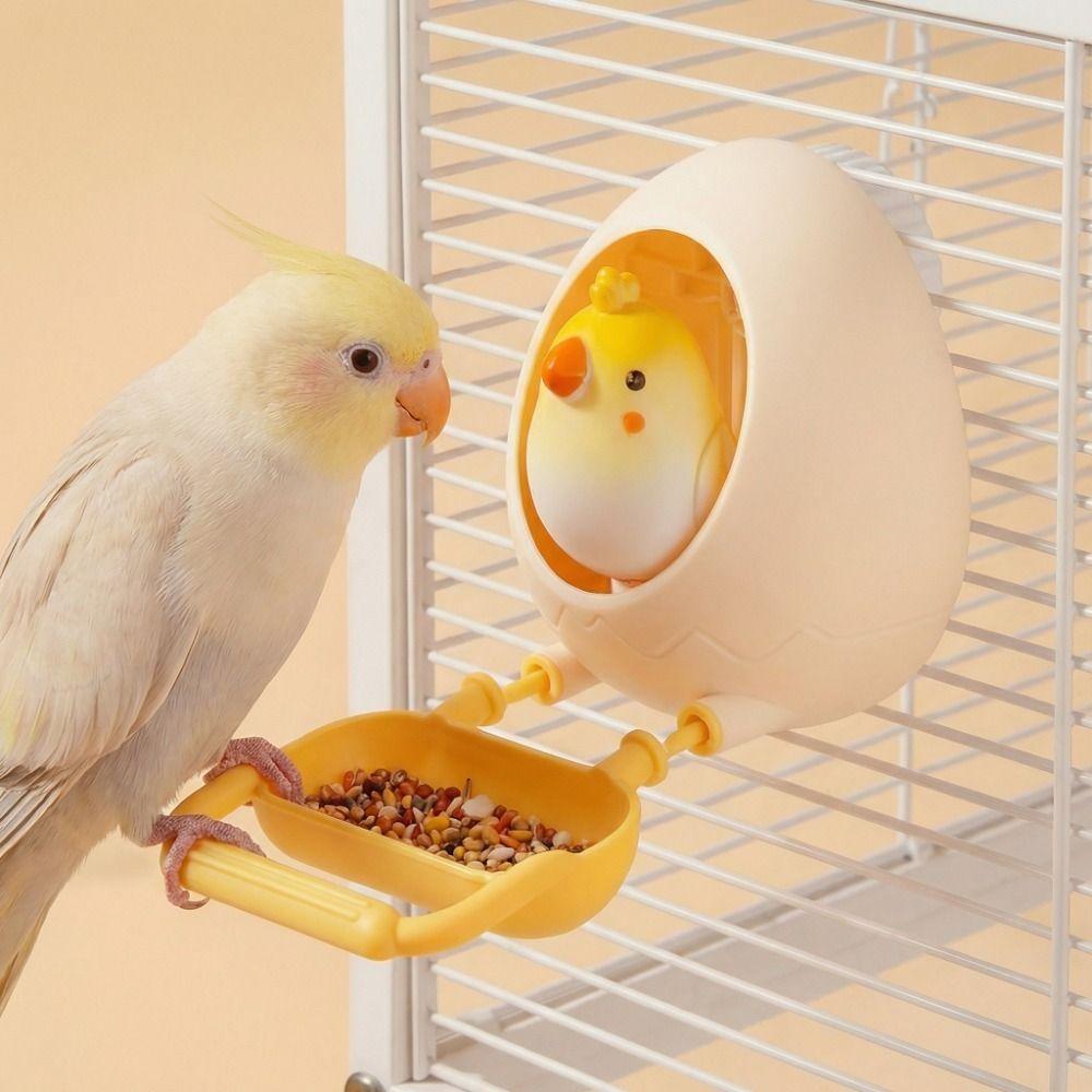 Eggshell Bird Bird Food Dispenser Bite Resistant Bird Standing Stick  Cage Accessory