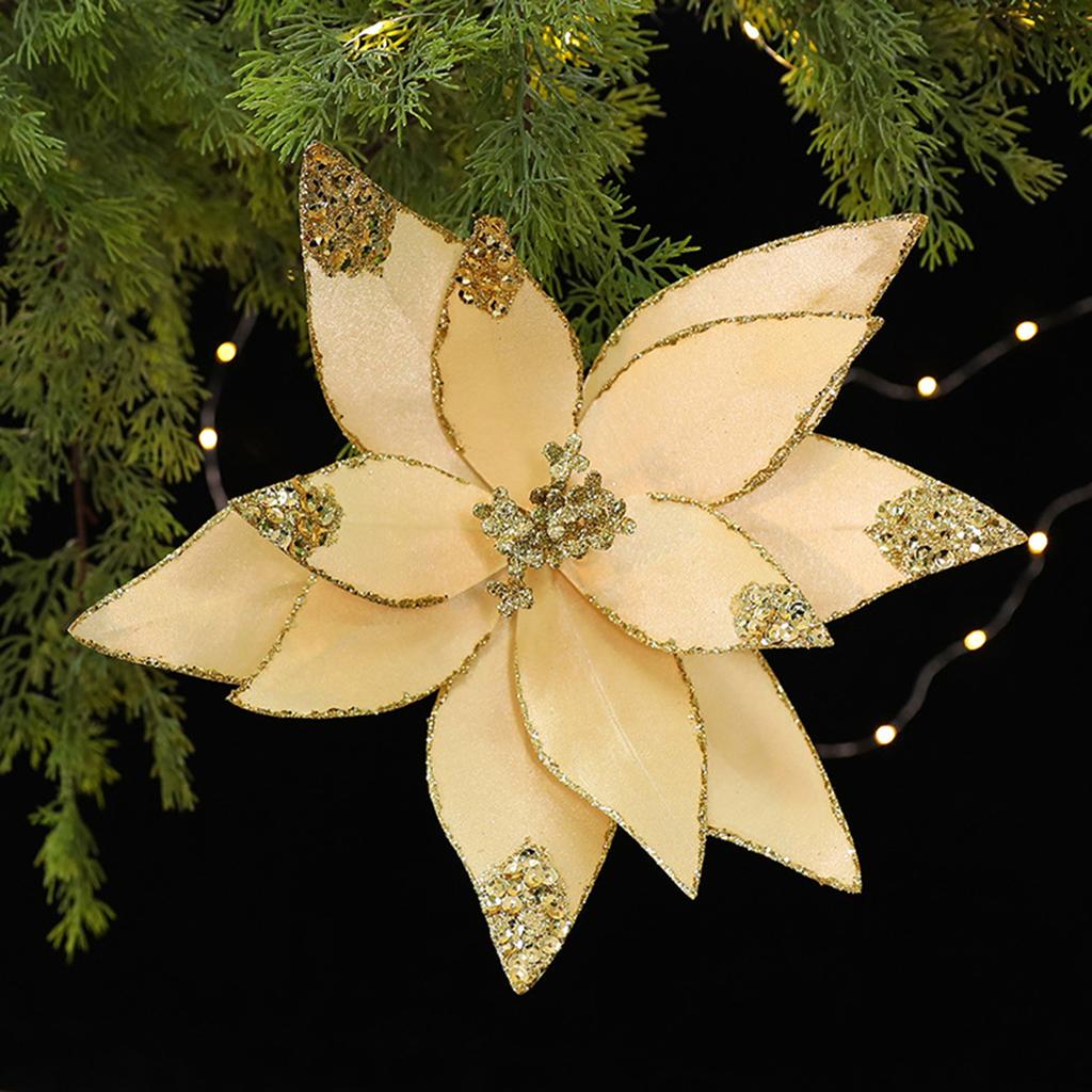 Christmas Flower Mesh Fabric Flower Arrangement Decorative Ornaments Velvet Christmas Decorations