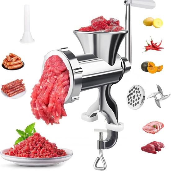 3-in-1 Manual Meat Grinder with Sausage Stuffing Tube Table Clamp Meat