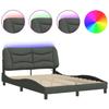 VidaXL Cadre de Lit avec Lumières LED, Lit Double avec Coussin de Tête de Lit, Lit Adulte, Meuble de Chambre, Moderne, Gris 3213705