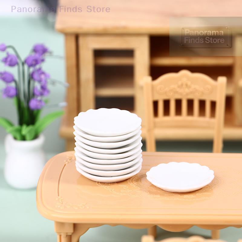 2Pcs 1:12 Dollhouse Miniature Ceramic Plate Dessert Lace Dish Tableware Decor Toy
