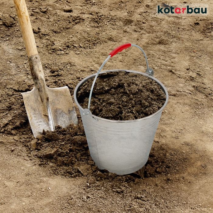 Seau à Cendre - Acier Inoxydable - 12 L - Argent - Seau de Maçon - pour Jardin - Cuisine - Chantier KOTARBAU