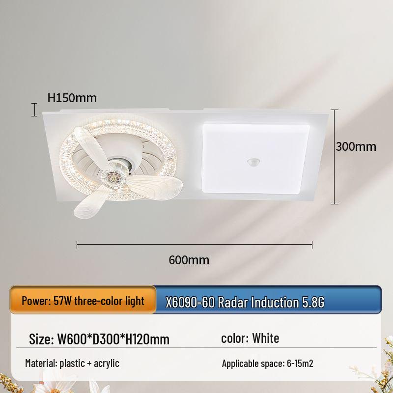 Modern Minimalist Integrated Kitchen Fan with Eye-Protection Light and Bathroom Recessed Oscillating Electric Fan Light