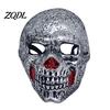 Masquerade Party Accessories Retro Distressed Silver Skull Mask for Halloween, Flexible PU Foam Horror Realistic Role Play with Adjustable Elastic