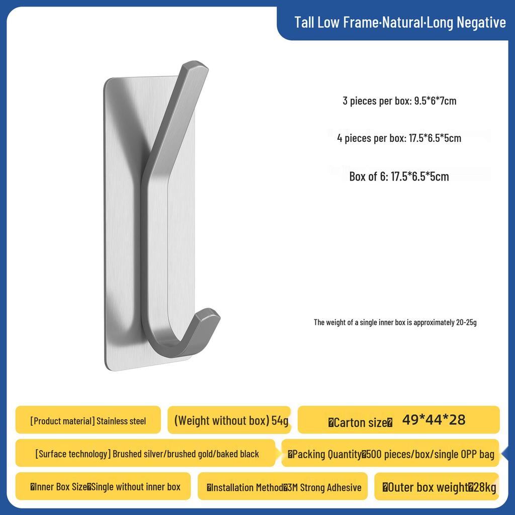 304 Stainless Steel Adhesive Hook, No-Drill Bathroom, Door, Kitchen, Coat & Hat Hook