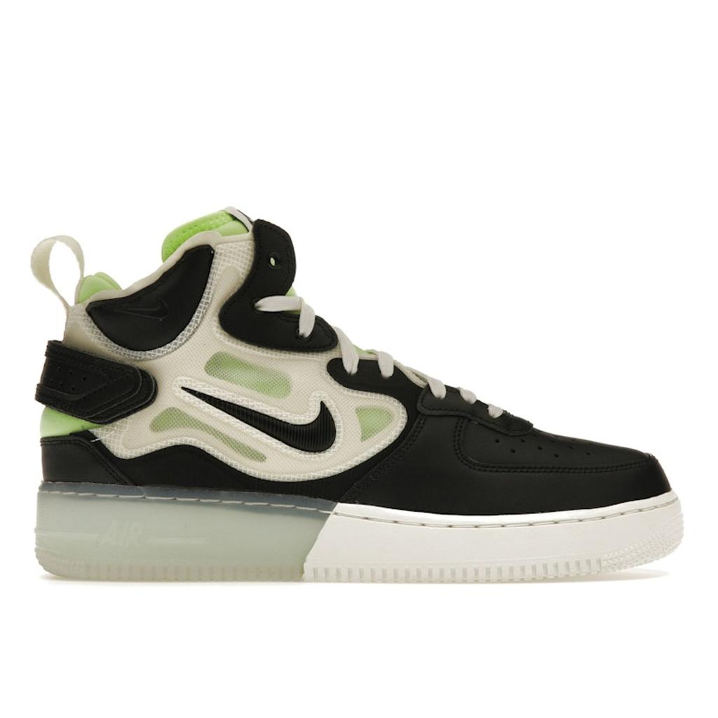 Nike Air Force 1 Mid React Black Neon Men Sneakers White Sail Ghost-Green DQ1872-100