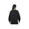 Nike Sportswear Swoosh Logo Embroidered Loose Knit Cropped Pullover Sweatshirt Women Tops Black DO7212-010
