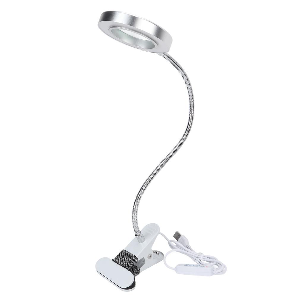 USB Desk Reading Lamp 3 Color Temperature 10 Gears Tattoo LED Light Lamp with Magnifying
