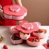 Multi-Layer Rotating Petal Snack Tray Divided Fruit Nut Holder with Lids Space-Saving Plastic