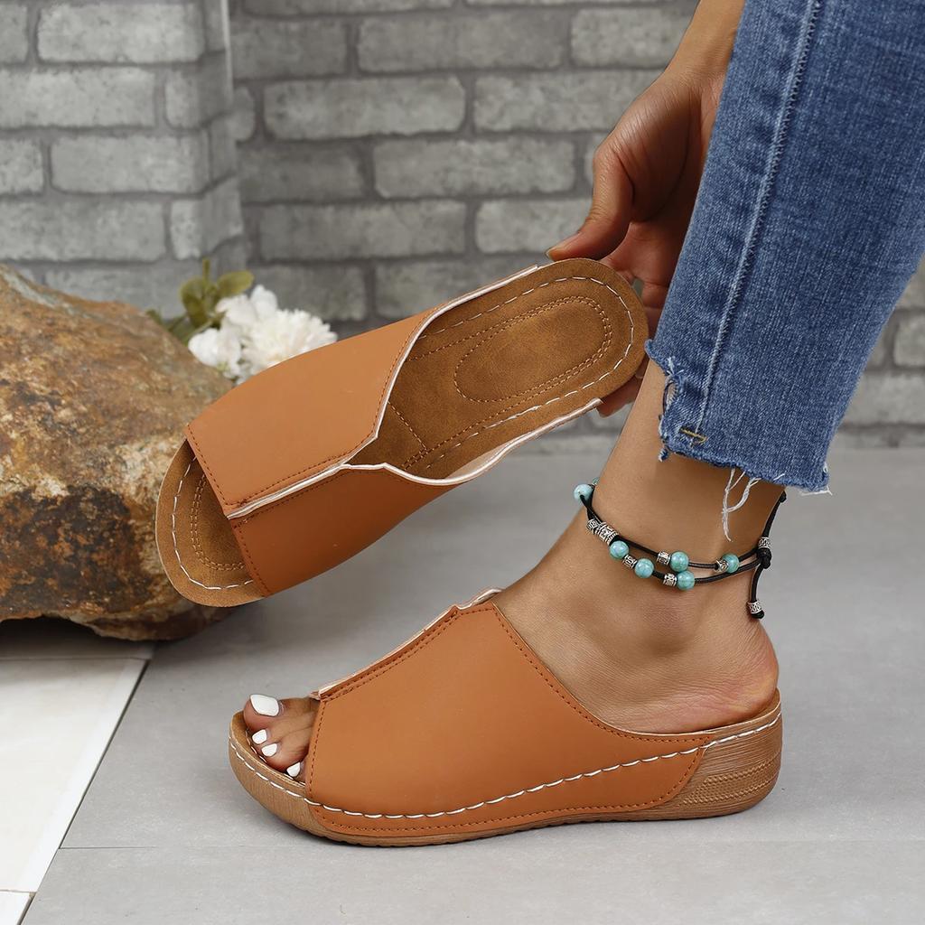 Women Slip On High Heels Sandals Summer Lightweight Chunky Platform Designer Shoes Women Comfortable Casual Beach Ankle Sandals