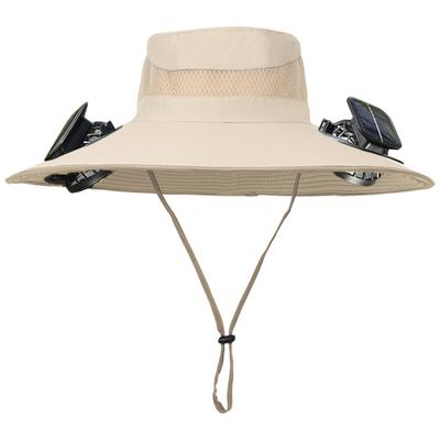 Fischerhut Outdoor-Angelhut mit feuchtigkeitsableitendem Mesh-Design Wasserdichte Beschichtung Breitkrempiger Solar-Lüfterhut mit Dual-Power