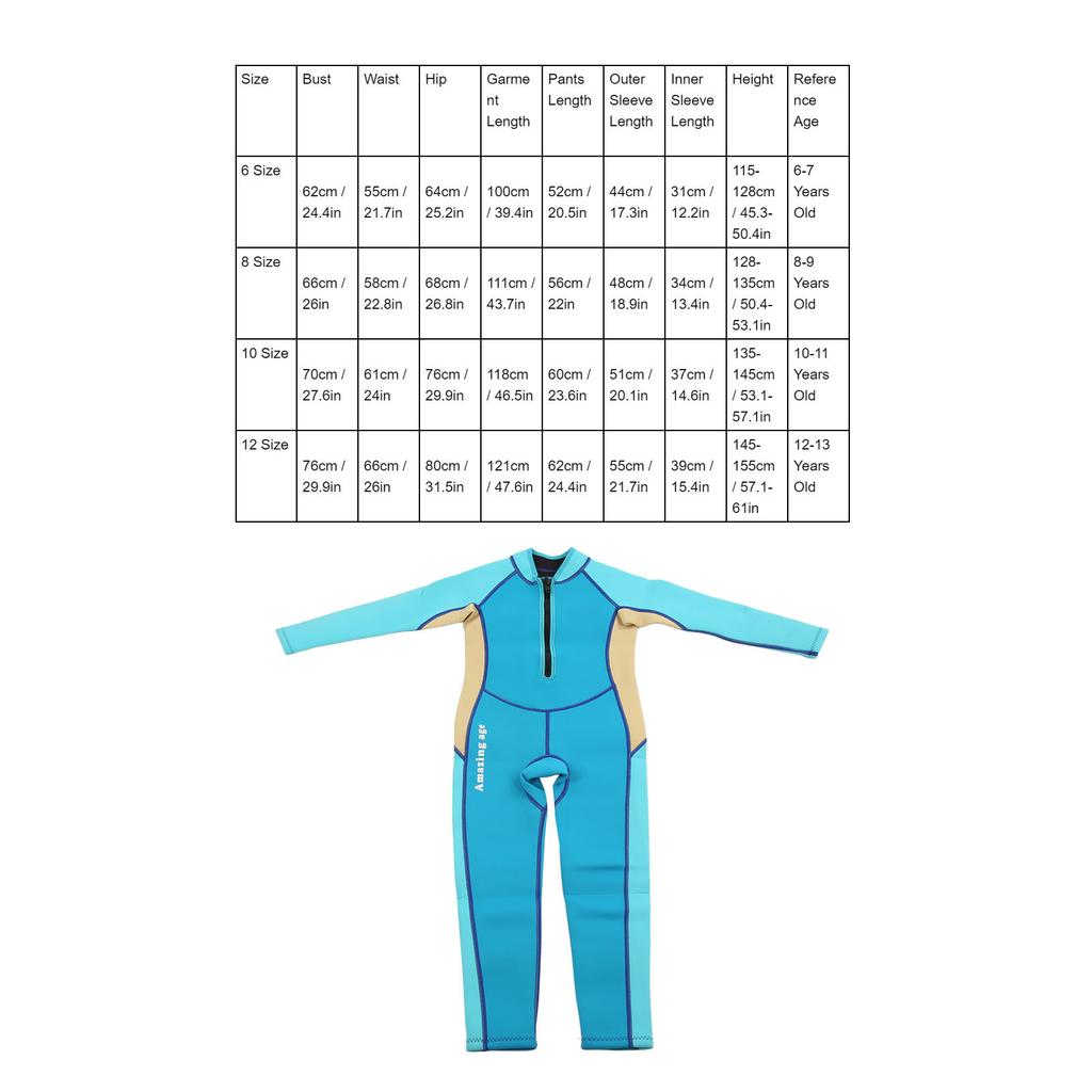 Kids Wetsuit 2.5mm Long Sleeve Thermal Neoprene Toddler Youth Wetsuit for Girls Boys Surfing Swimming Diving Snorkeling 12 Size