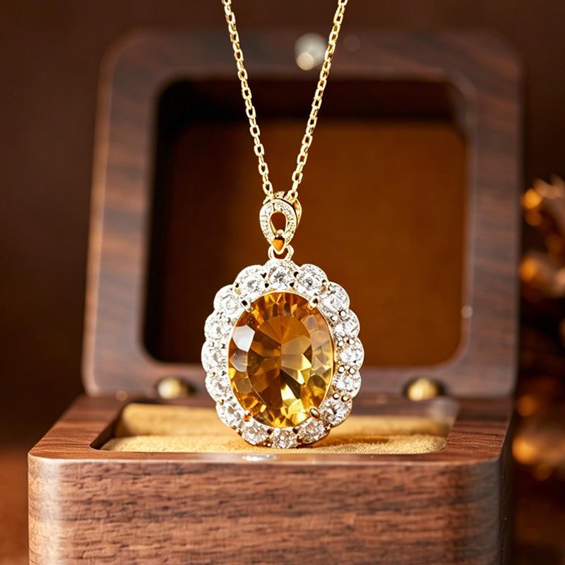Large Carat Natural Amethyst & Citrine Millennial Cut Necklace In S925 Sterling Silver