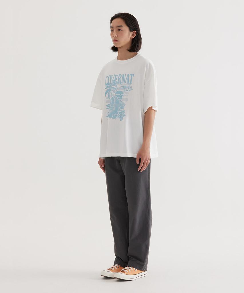 COVERNAT Cool Cotton Sunset Tropical Graphic T-Shirt White