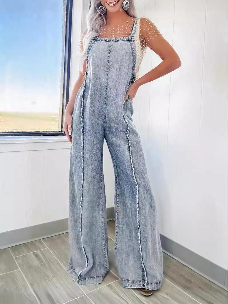 2024 Spring Women's Retro Washed Wide-Leg Overalls