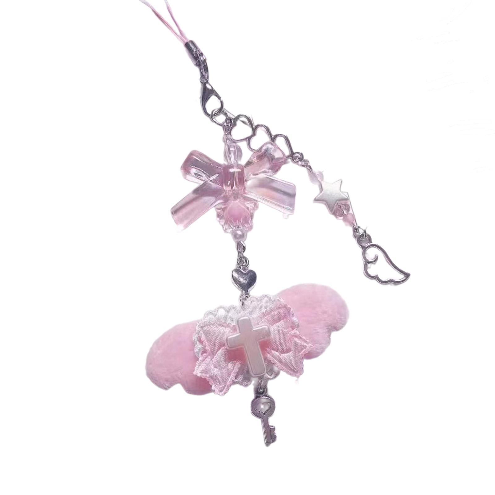 

Милый розовый кулон для телефона с крыльями, стильный акриловый шнур для сотового телефона, уникальный подарок, подходящий для различных случаев 3