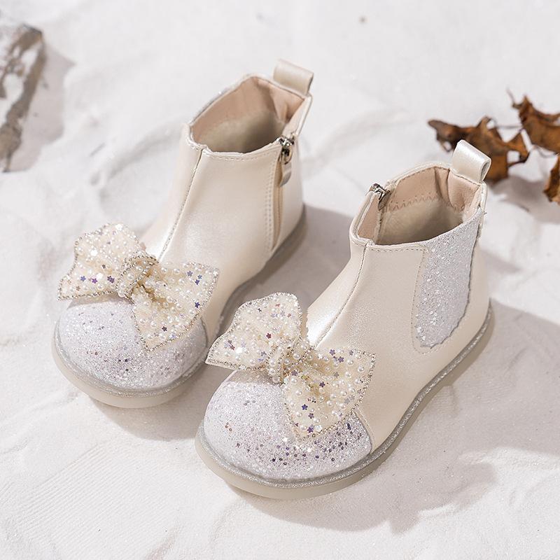 Brand Girl Boots New Sweet Princess Shoes Fashion Plush Women Winter Boots Luxury Glitter Girl Shoes Party Kids Shoezapatos Niña