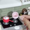 1:12 Miniature Red Pink Milk Pan Soup Pot with Lid Dollhouse Kitchen Furniture Toy