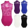 Kids Girls Ballet Dance Gymnastics Leotard Lace Turtle Neck Lace Back Sleeveless