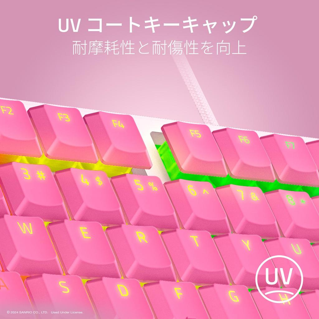 Razer Ornata V3 Tenkeyless Hello Kitty and Friends A Keyboard with Mechanical Membrane Switches for a Satisfying Dedicated Backlit Media RGB Hello