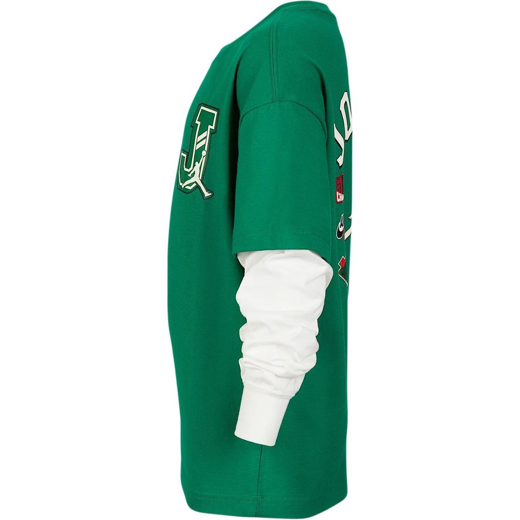 Jordan T-Shirt Air Fake Two-Piece Round Neck Long Sleeve Kids tops Light-Green IF3738-302