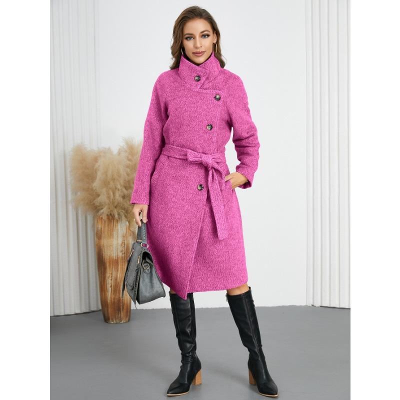 Damen Wintermantel in Übergröße mit schlankem Temperament und Wollgürtel