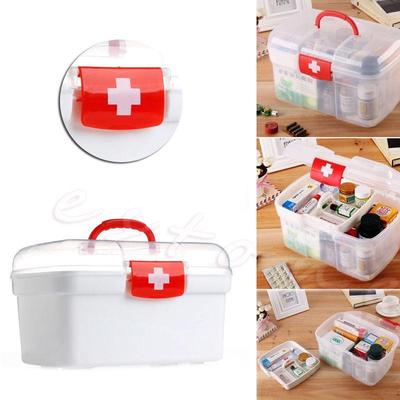 Plastic Transparente 2 Straturi Pastile de Sanatate Medicina Piept Trusa de Prim Ajutor Cutie de depozitare