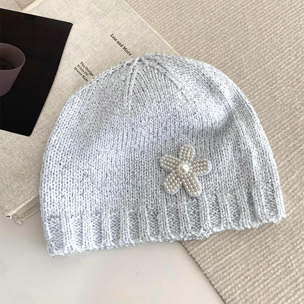 Hollow Sequin Knitted Hat Vintage Woven Cap Retro Beanie Hat  Autumn