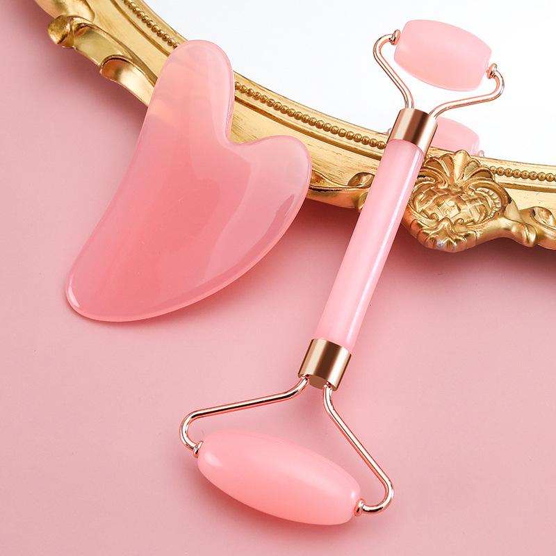 

Heart-Shaped Rose Quartz Facial Roller & Massage Board Set