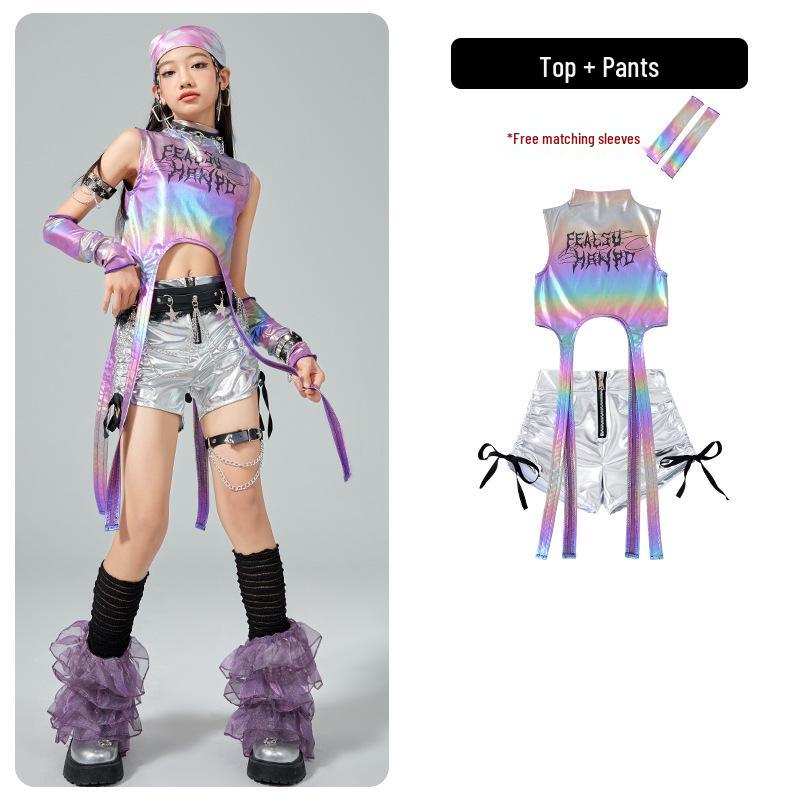 Costume da Danza Jazz per Bambina - Outfit alla Moda Hip Hop per Performance, Street Dance e Sfilate. 180 cm