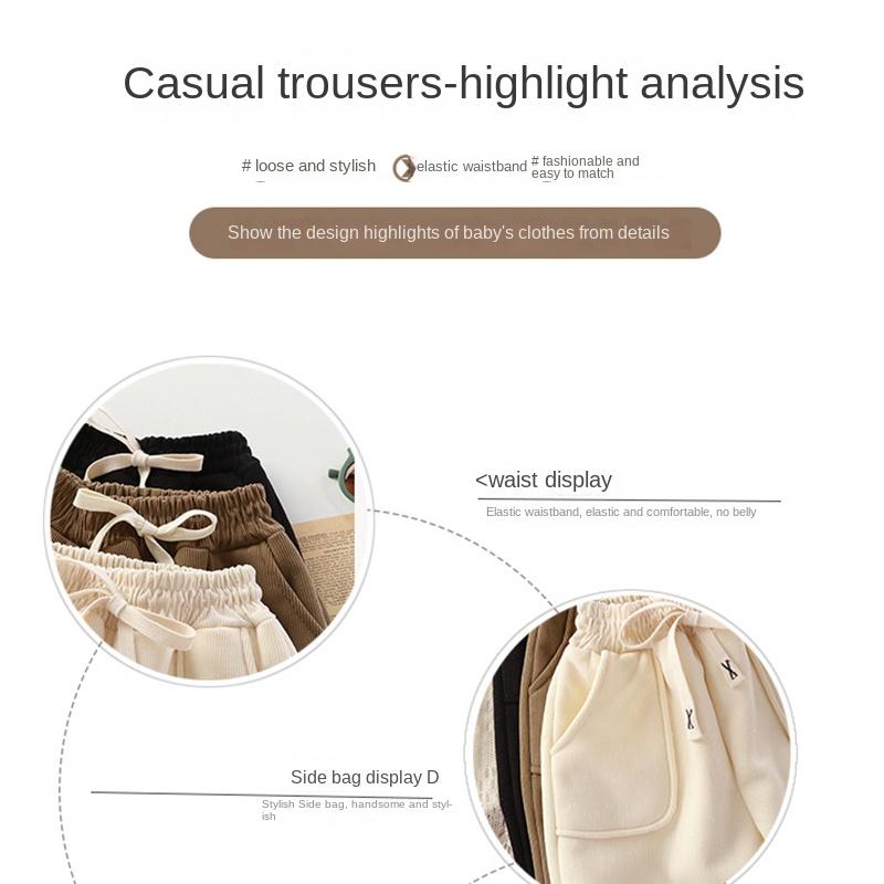 Children's Padded Winter Casual Pants Children's Padded Sweatpants Boys' Winter Pants 1-12 Years