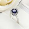 Luxury Real Sterling Silver Color Ring 1Ct Blue CZ Wedding Rings Engagement For Women Wedding