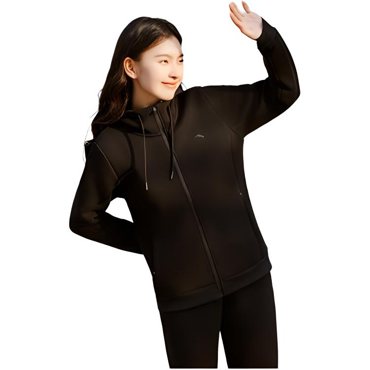 Anta Solid Color Knitted Running Sports Leisure Set Women sets Black 962417201-1